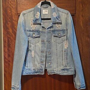 Ci Sono Distressed Denim Jacket Size Large